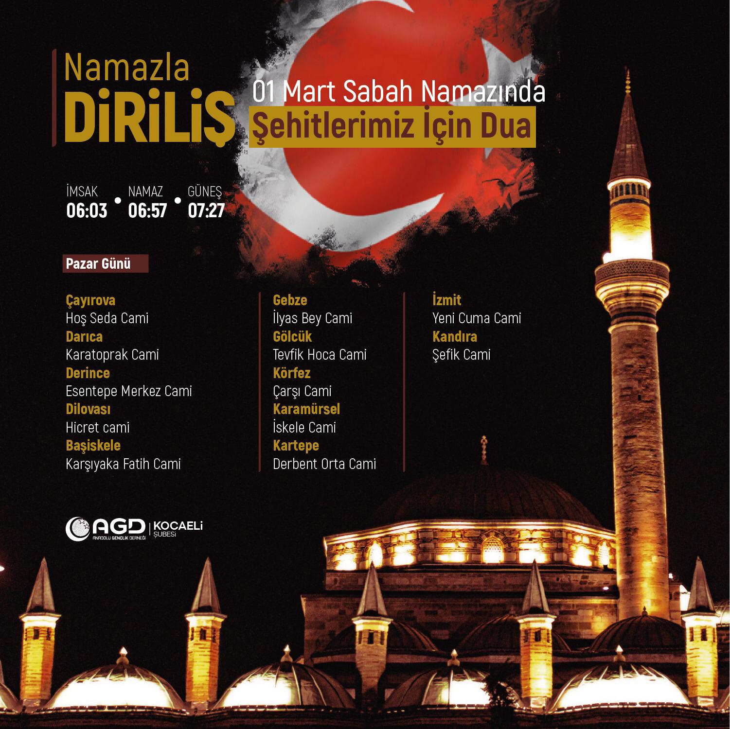 Şehitlerimiz İçin Sabah Namazında Buluşuyoruz