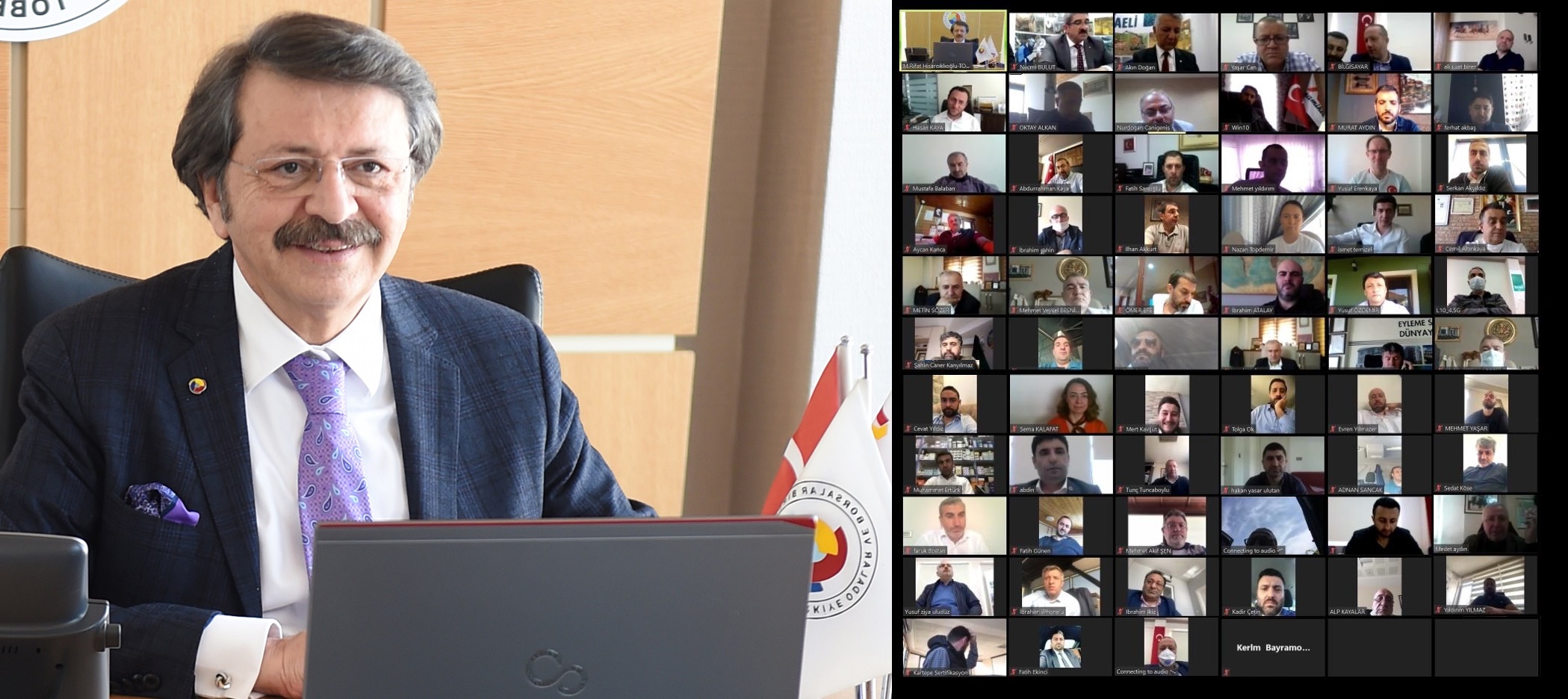 KOTO’nun online meclis toplantısında TOBB Başkanı Hisarcıklıoğlu’ndan övgü