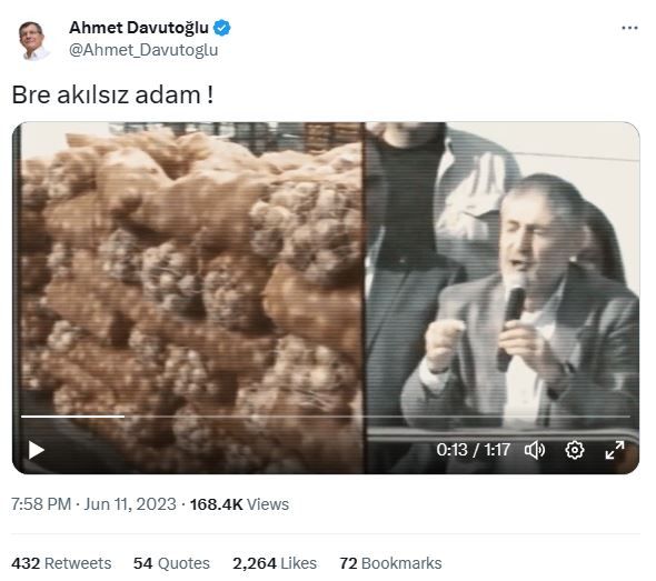 Ahmet Davutoğlu’ndan Nebati’ye sert sözler: “Bre akılsız adam”